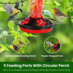 Hand-Blown Glass Hummingbird Feeder, 33 oz - image 6