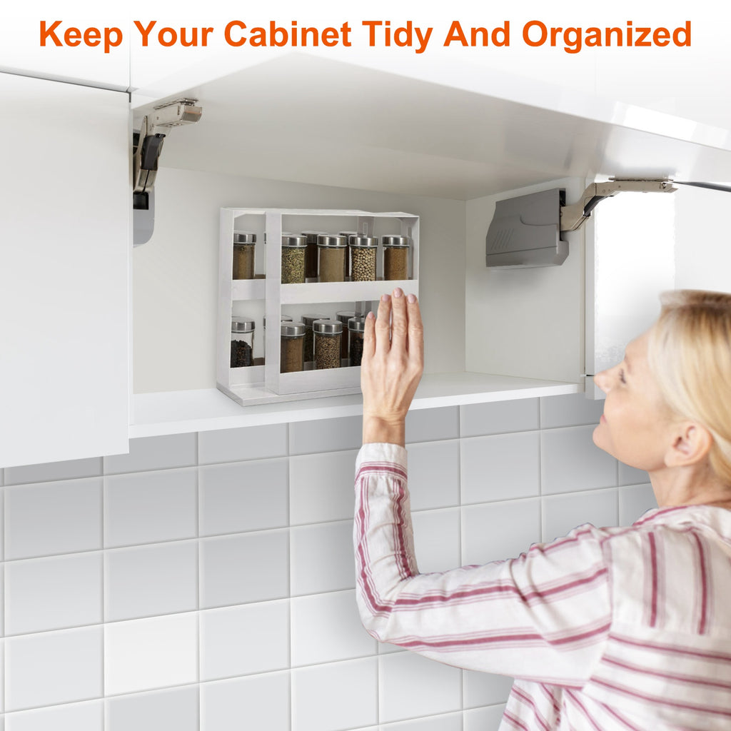 2-Tier Pull-Out Swivel Spice Rack, White - image 7