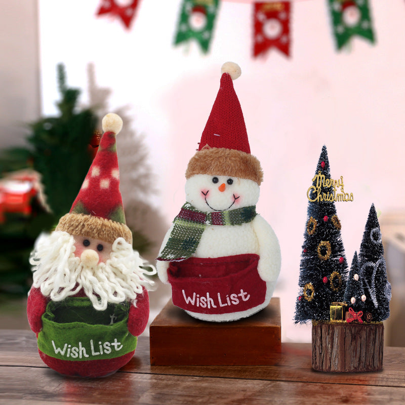 Plush Christmas Gnome and Snowman Decoration