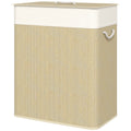 Double Bamboo Laundry Hamper with Lid, 2 Sections - view 9