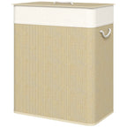 Double Bamboo Laundry Hamper with Lid, 2 Sections - view 9
