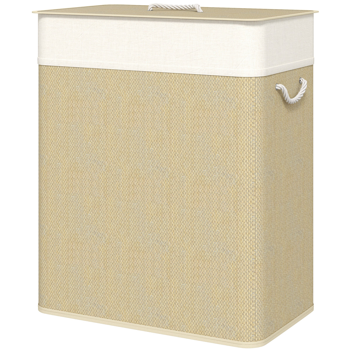 Double Bamboo Laundry Hamper with Lid, 2 Sections - view 9