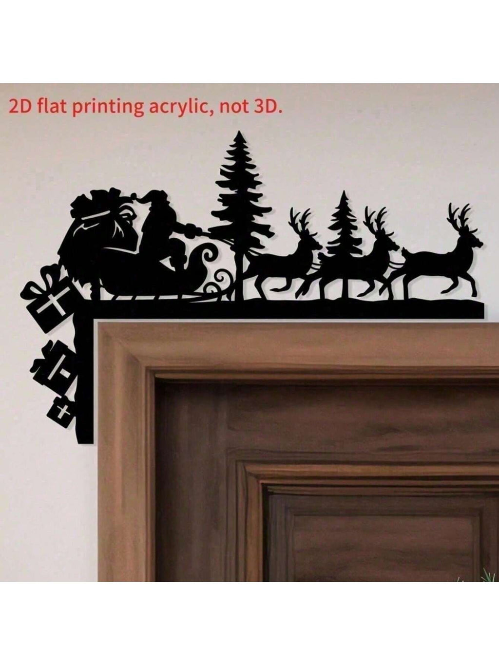 Santa Sleigh and Reindeer Metal Silhouette Door Topper - view 3