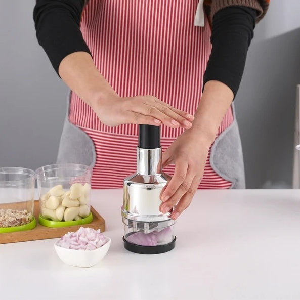 Hand-press vegetable chopper
