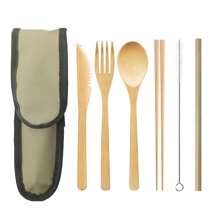Reusable Bamboo Travel Cutlery Set with Case - view 5
