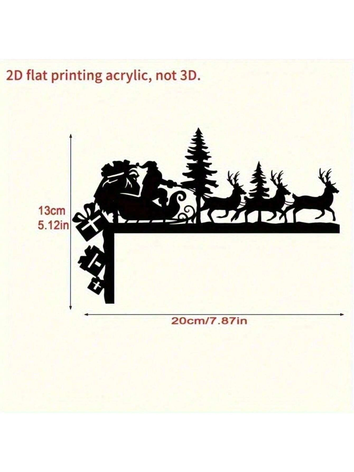Santa Sleigh and Reindeer Metal Silhouette Door Topper - view 2