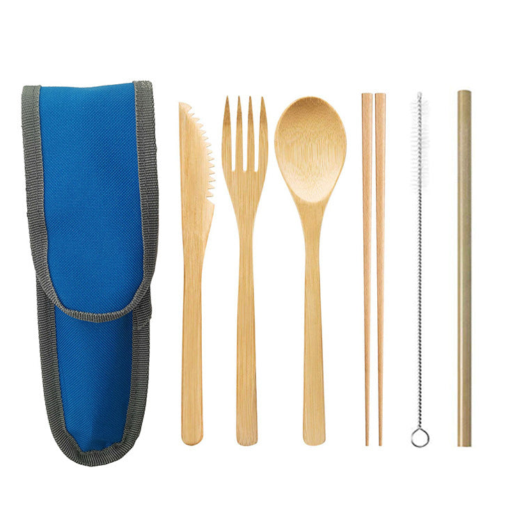 Reusable Bamboo Travel Cutlery Set with Case - view 7