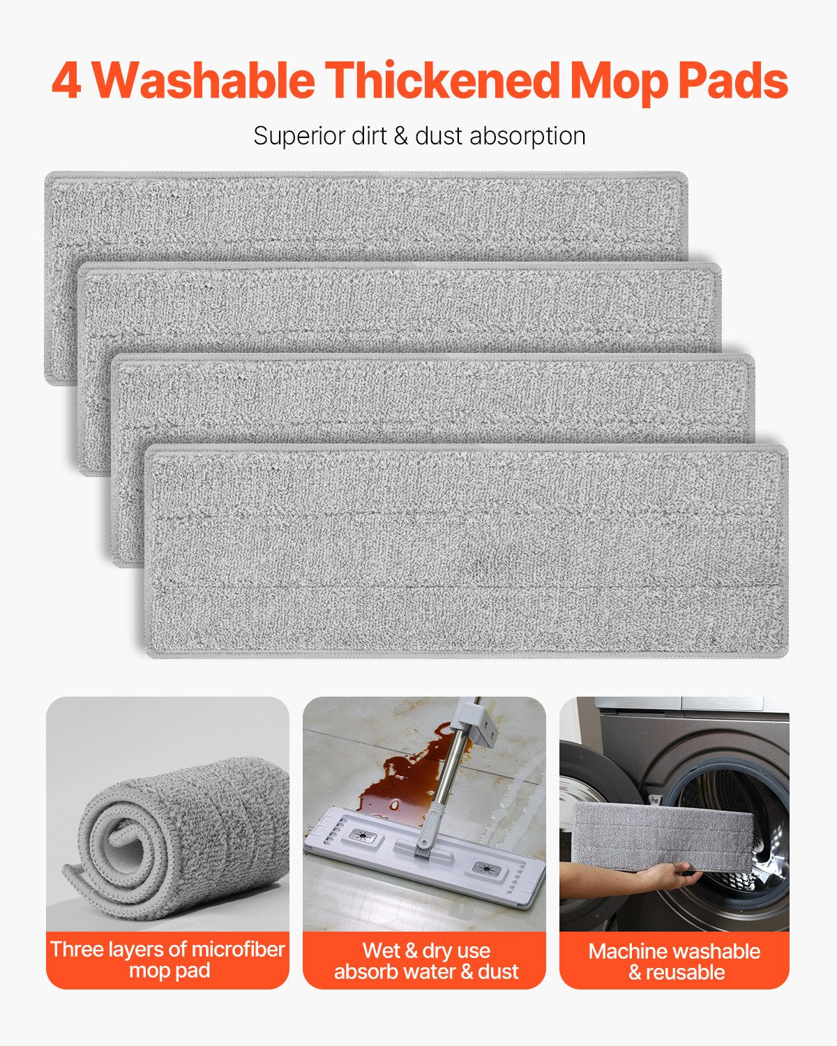 Self-Wringing Flat Mop with 4 Pads - view 5