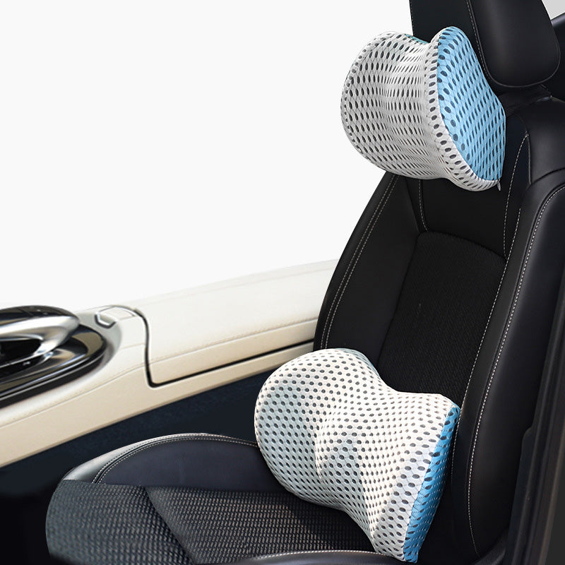 Memory foam car headrest and lumbar support cushion, view 1