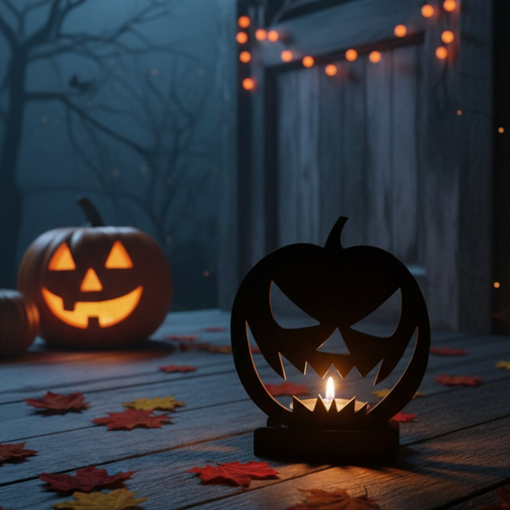 Gothic Pumpkin Metal Candle Holder - view 3