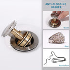 Pop-Up Sink Drain with Overflow and Strainer Basket - image 4