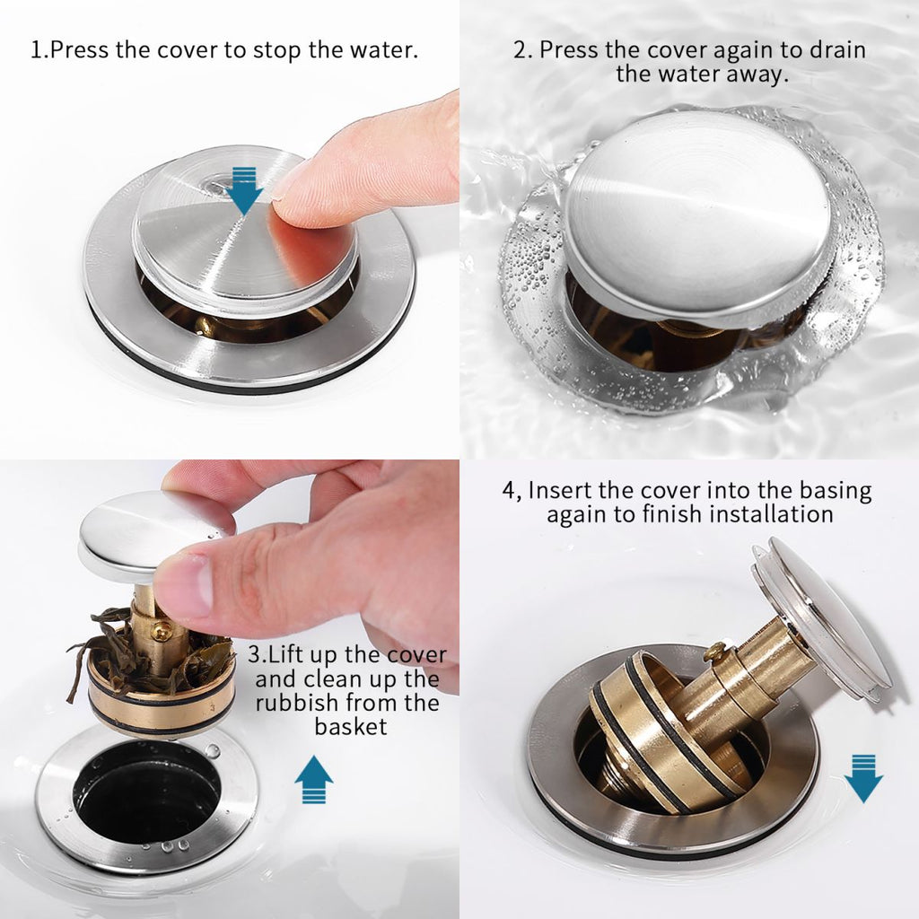 Pop-Up Sink Drain with Overflow and Strainer Basket - image 5