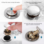 Pop-Up Sink Drain with Overflow and Strainer Basket - image 5