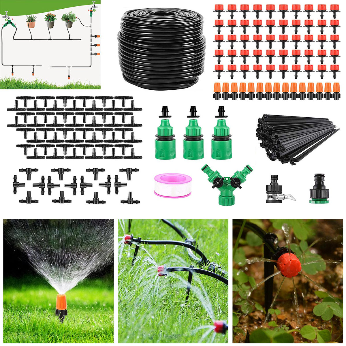 164 ft Drip Irrigation and Misting Kit - image 1