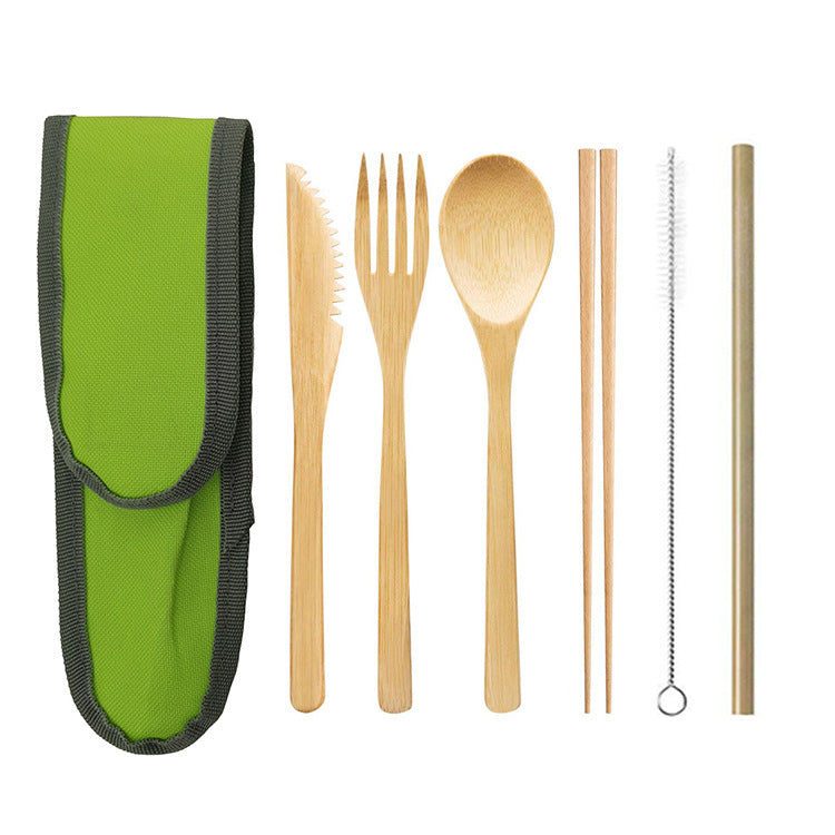 Reusable Bamboo Travel Cutlery Set with Case - view 9