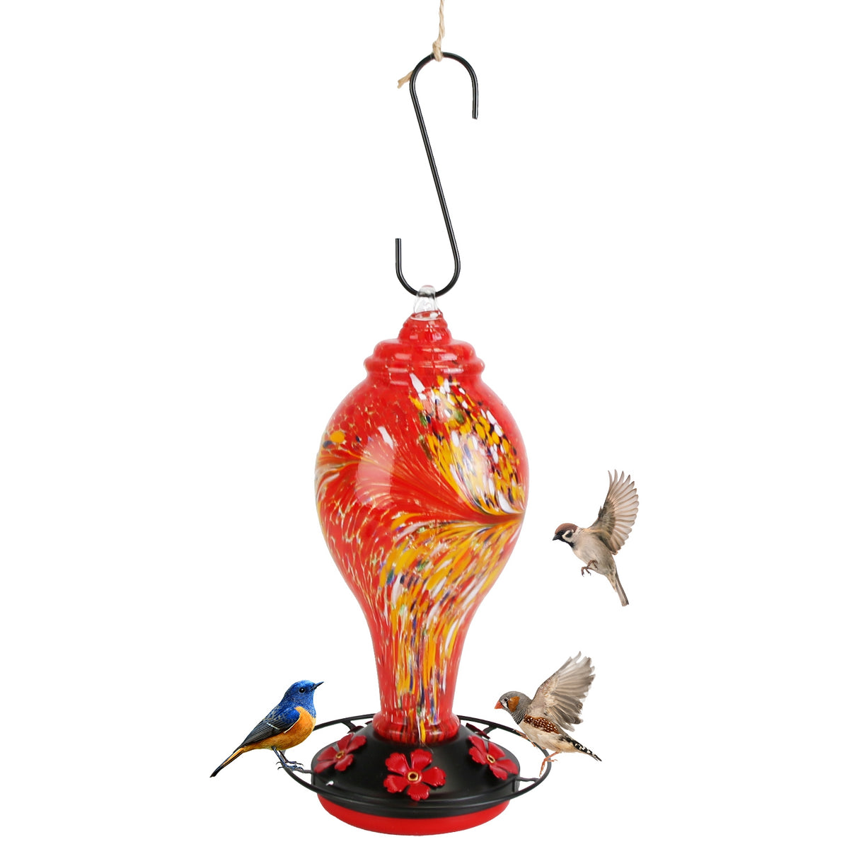Hand-Blown Glass Hummingbird Feeder, 33 oz - image 11