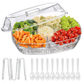 Chilled Serving Tray with Lid, 4 Sections, Tongs and Forks