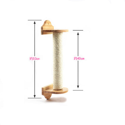 Wall-mounted cat scratching post with measurement diagram
