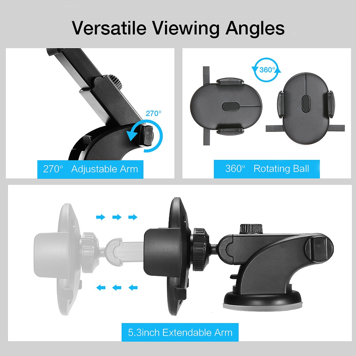 Telescopic Dashboard Car Phone Holder, Suction Base - view 3