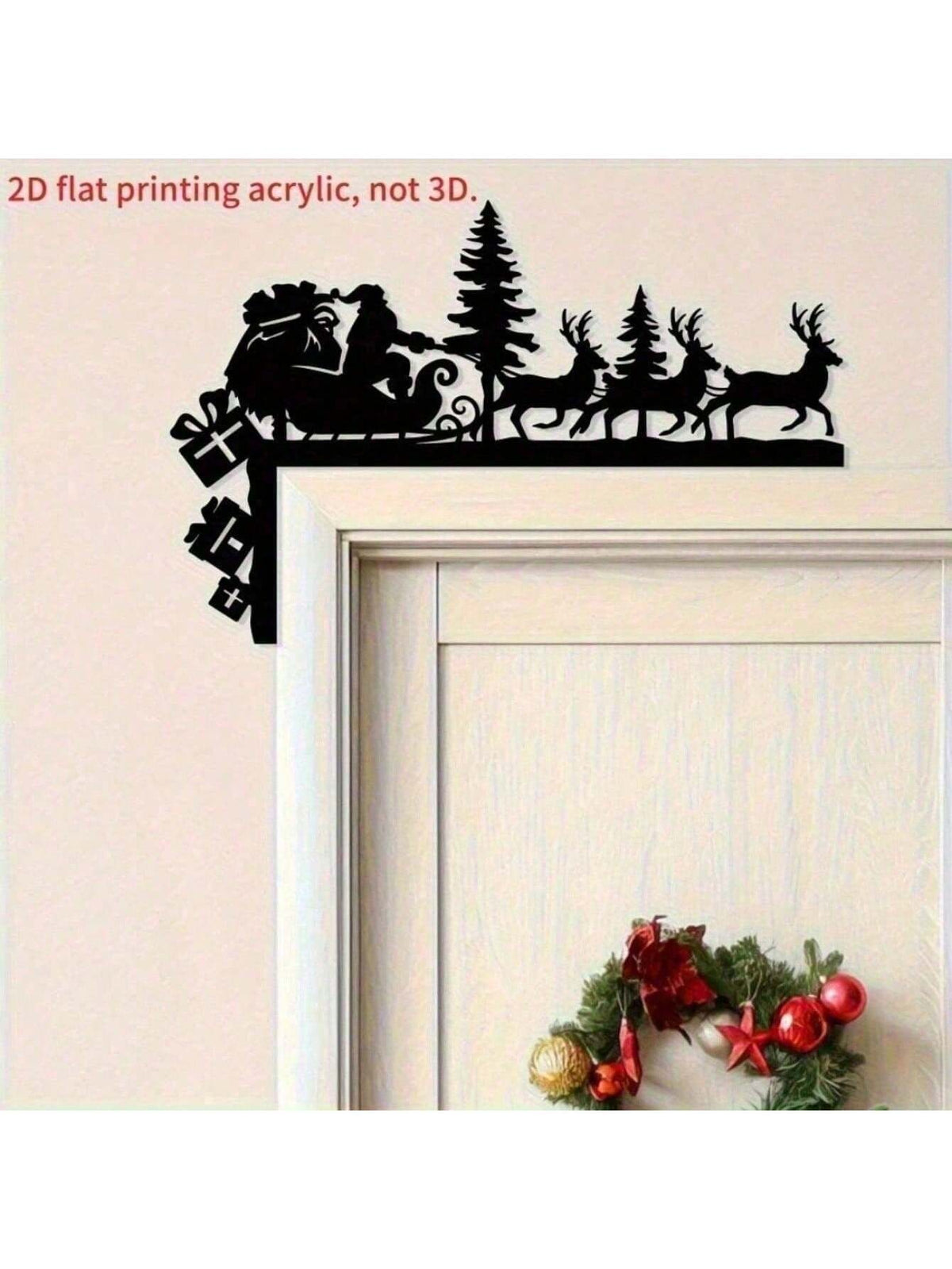 Santa Sleigh and Reindeer Metal Silhouette Door Topper - view 7