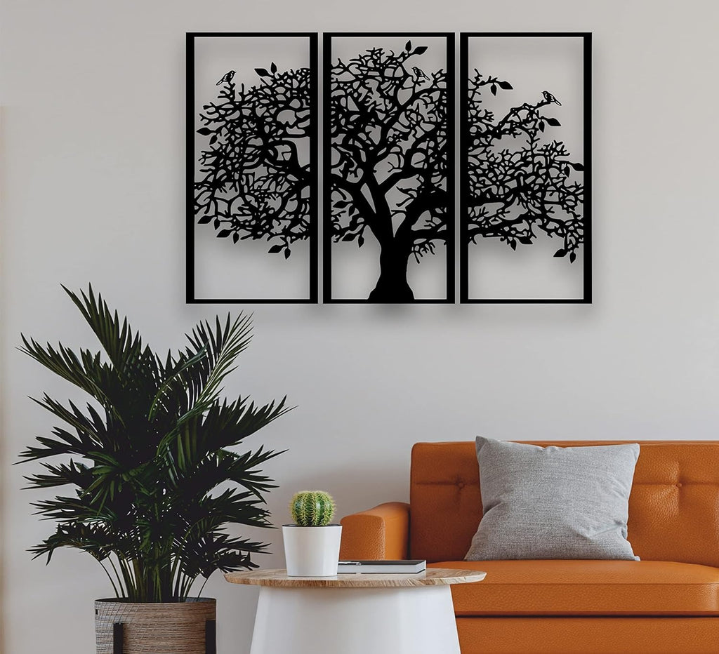 3-Piece Tree of Life Metal Wall Art, Black Iron Wall Decor - image 1