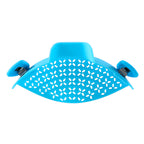 Blue perforated silicone clip-on pot strainer