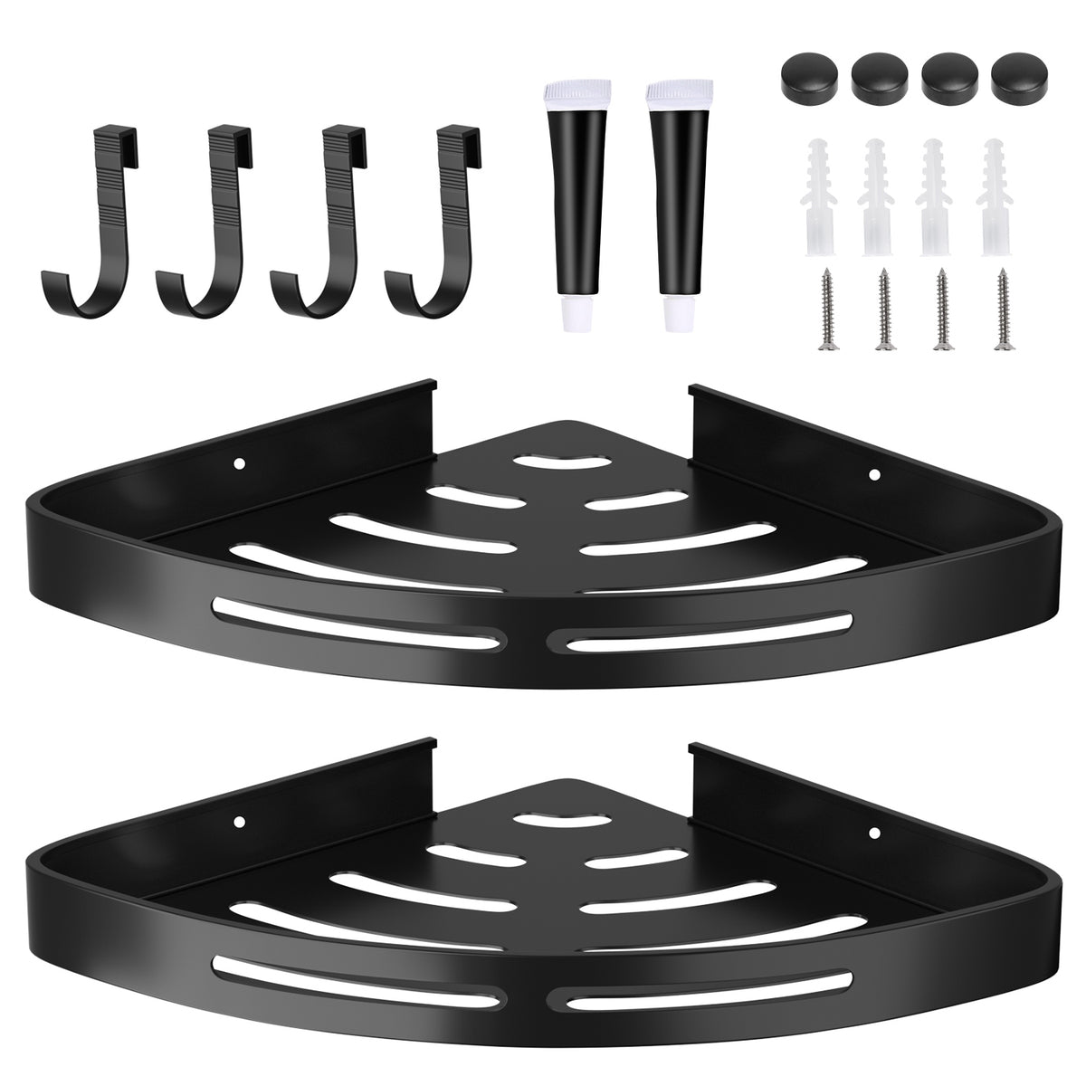 Black Aluminum Corner Shower Caddy Set - image 5