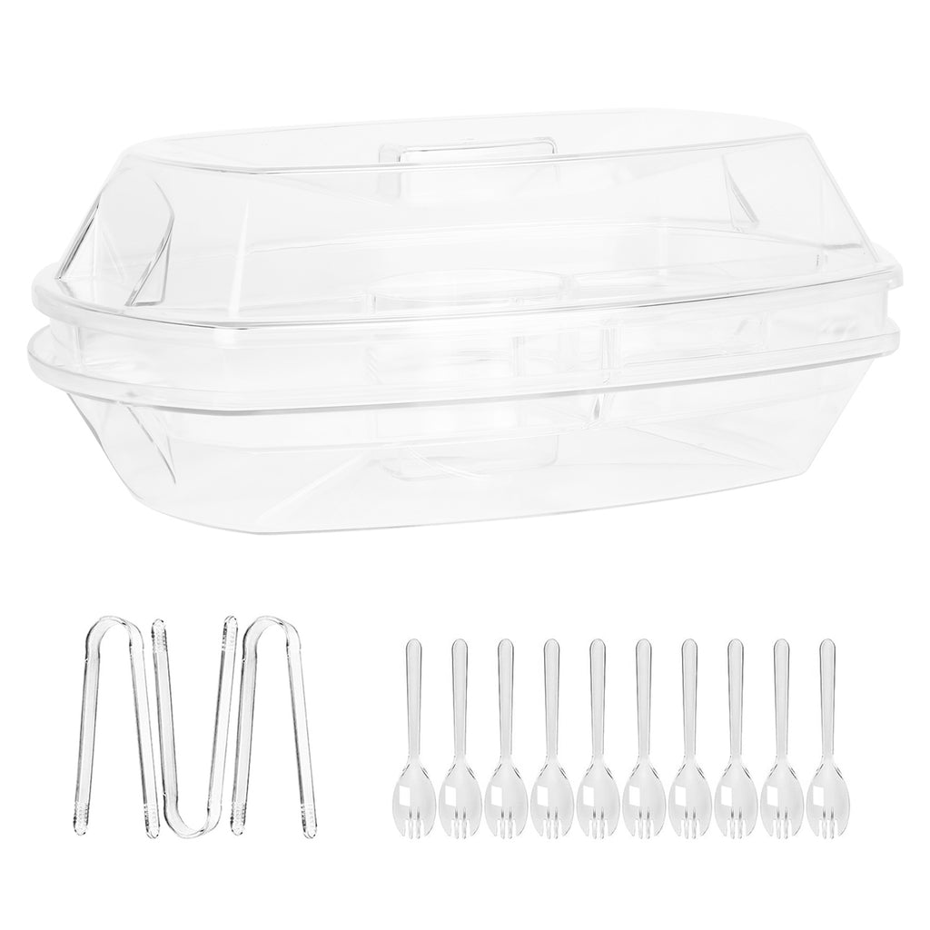 Chilled Serving Tray with Lid, 4 Sections, Tongs and Forks - view 6