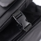 Close-up of the plastic side buckle and strap on the organizer