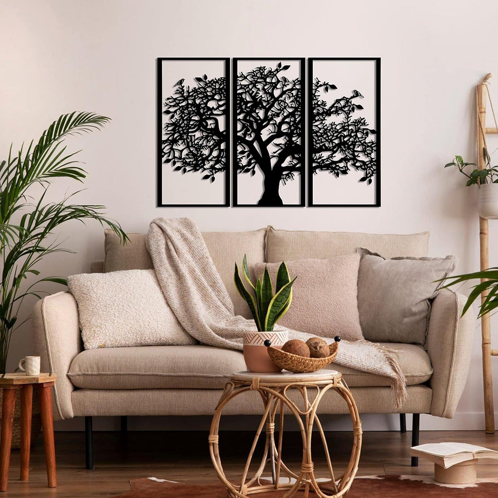 3-Piece Tree of Life Metal Wall Art, Black Iron Wall Decor - image 8