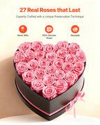 27 Preserved Pink Roses in a Heart Gift Box - image 2
