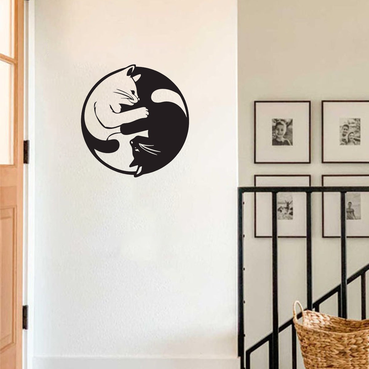 Yin Yang Cats Metal Wall Art, Black - image 1
