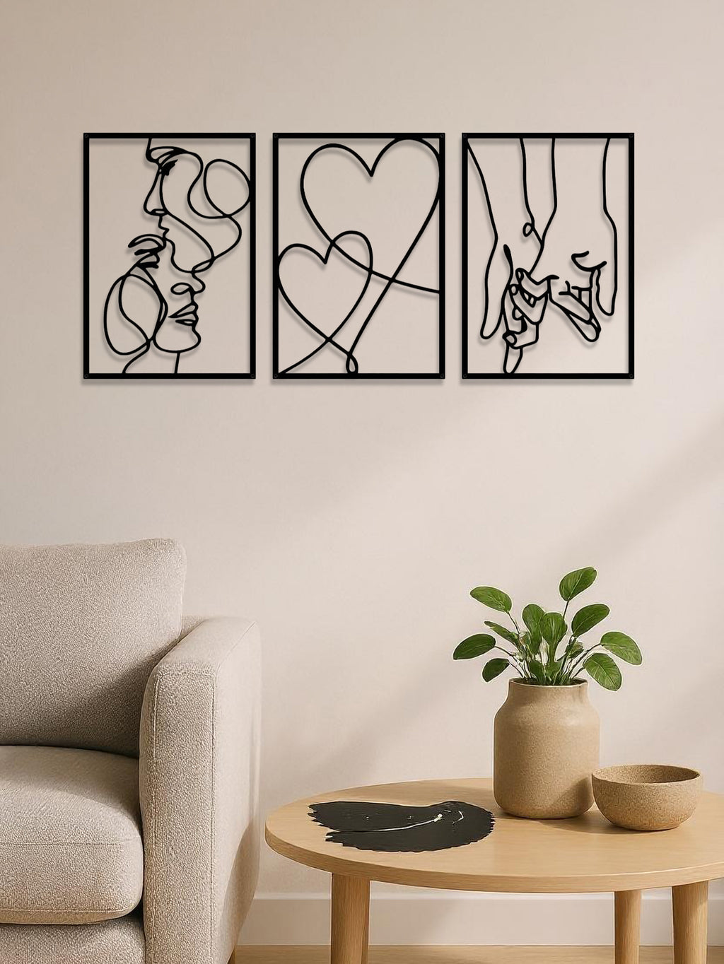 3-Piece Couple Silhouette Metal Wall Art - image 1