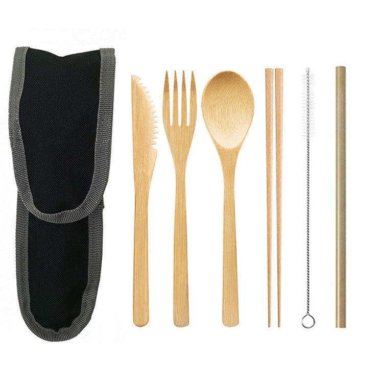 Reusable Bamboo Travel Cutlery Set with Case - view 6