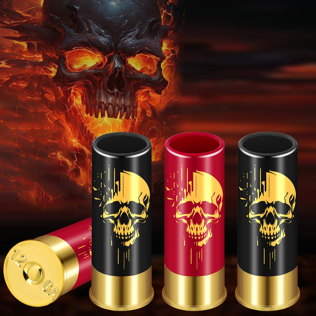 Skull Shot Glasses, Set of 4, 1.5 oz Reusable Plastic Cups - image 1