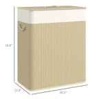 Double Bamboo Laundry Hamper with Lid, 2 Sections - view 3