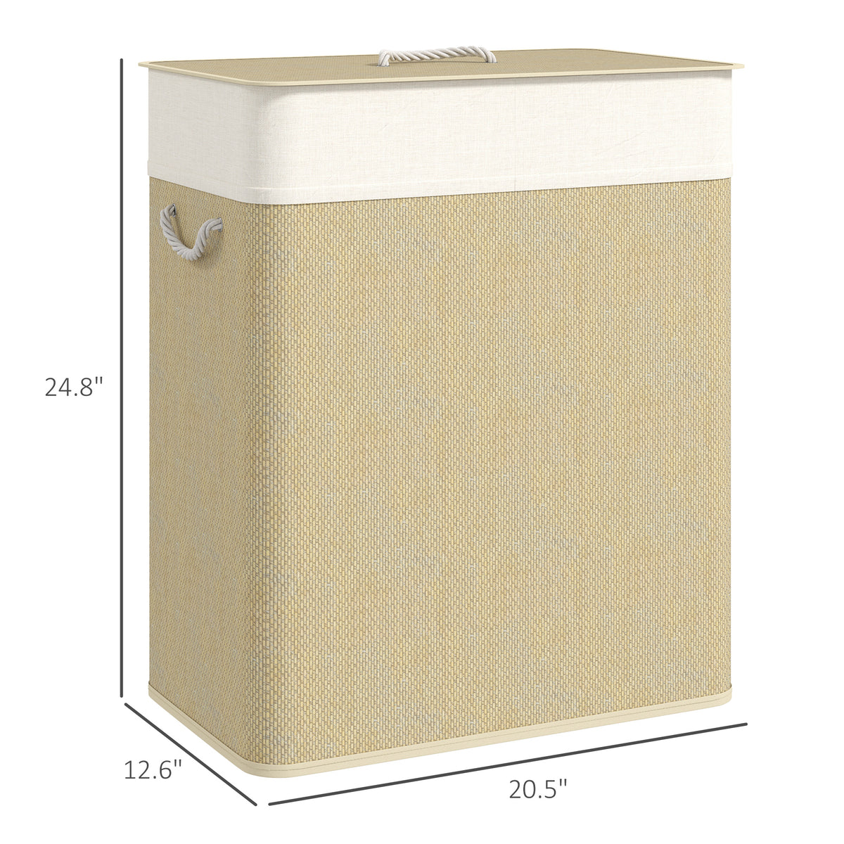 Double Bamboo Laundry Hamper with Lid, 2 Sections - view 3