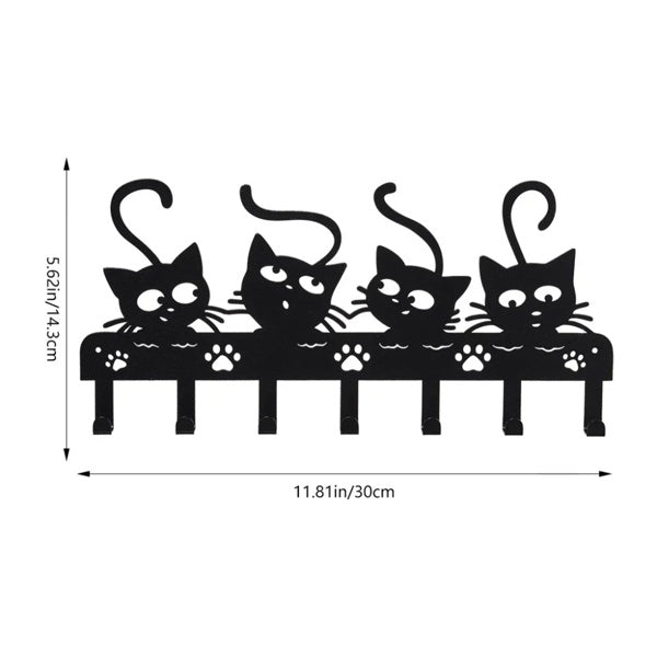 Black Cat Silhouette Metal Wall Hooks - image 3