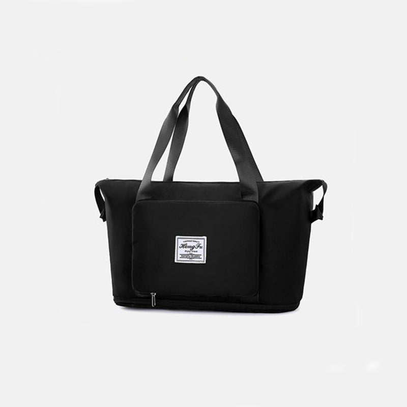 Black foldable travel duffel bag