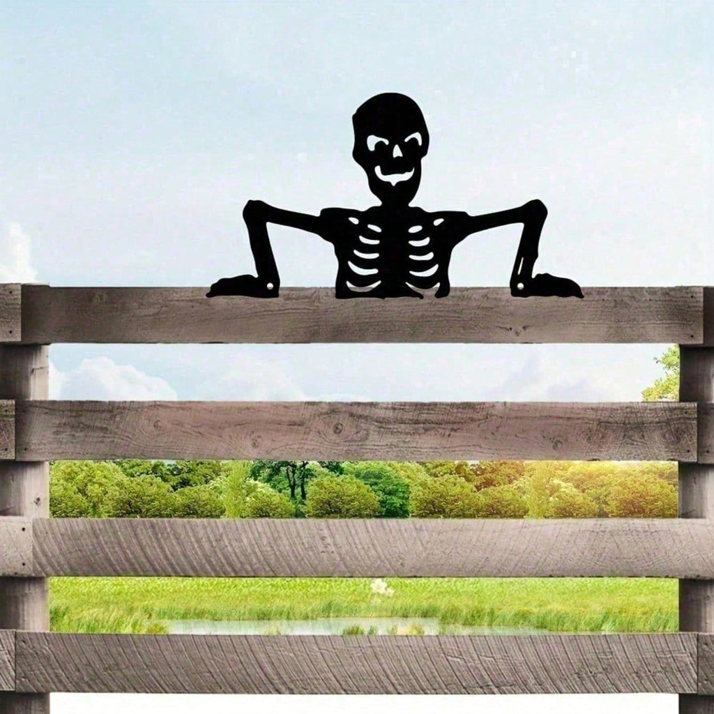 Peeking Skeleton Metal Silhouette Halloween Decor