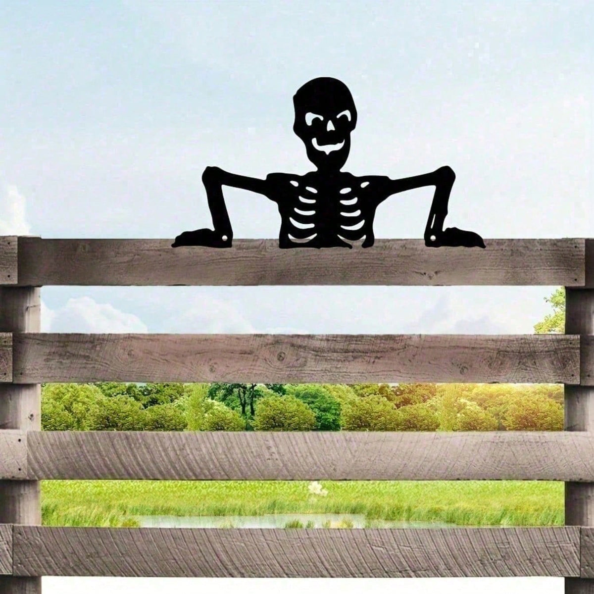 Peeking Skeleton Metal Silhouette Halloween Decor