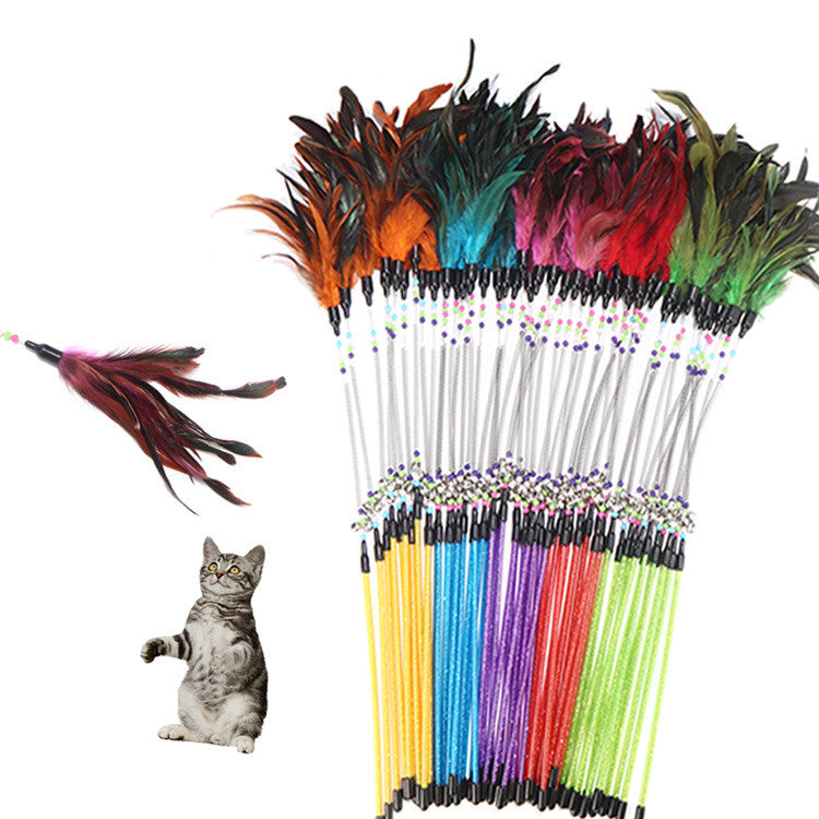 Feather Wand Cat Toy with Bells