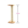 Cat scratching column with dimension arrows and wooden base