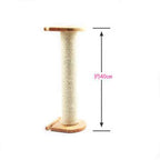 Cat scratching column with dimension arrows and wooden base