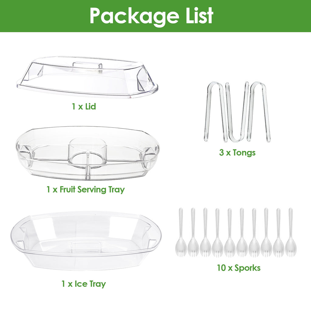 Chilled Serving Tray with Lid, 4 Sections, Tongs and Forks - view 4