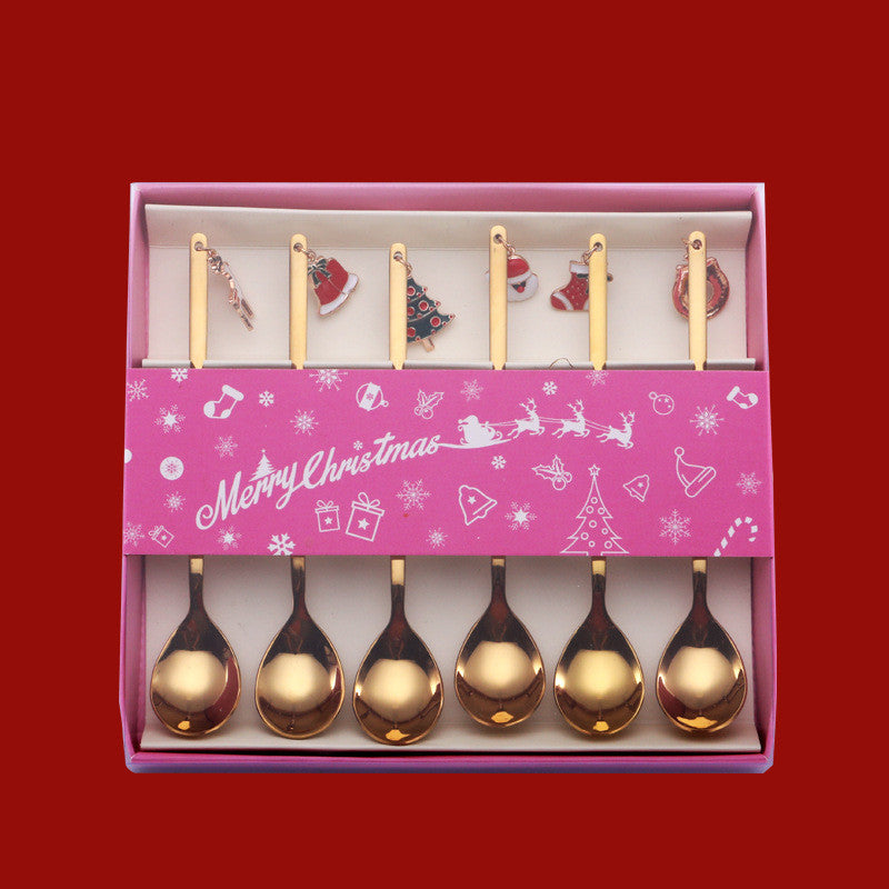 Christmas Dessert Spoons, Gold or Silver - view 2