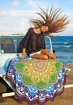 Round Mandala Beach Towel with Tassels, 59 in - view 8