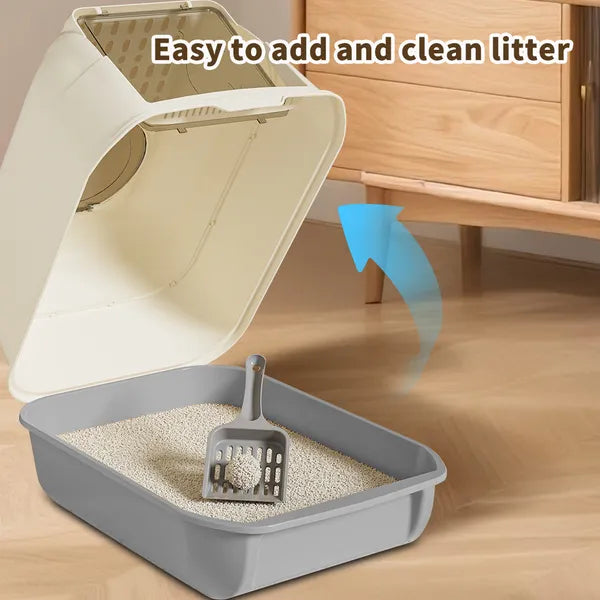 Extra Large Enclosed Cat Litter Box, Gray - image 3