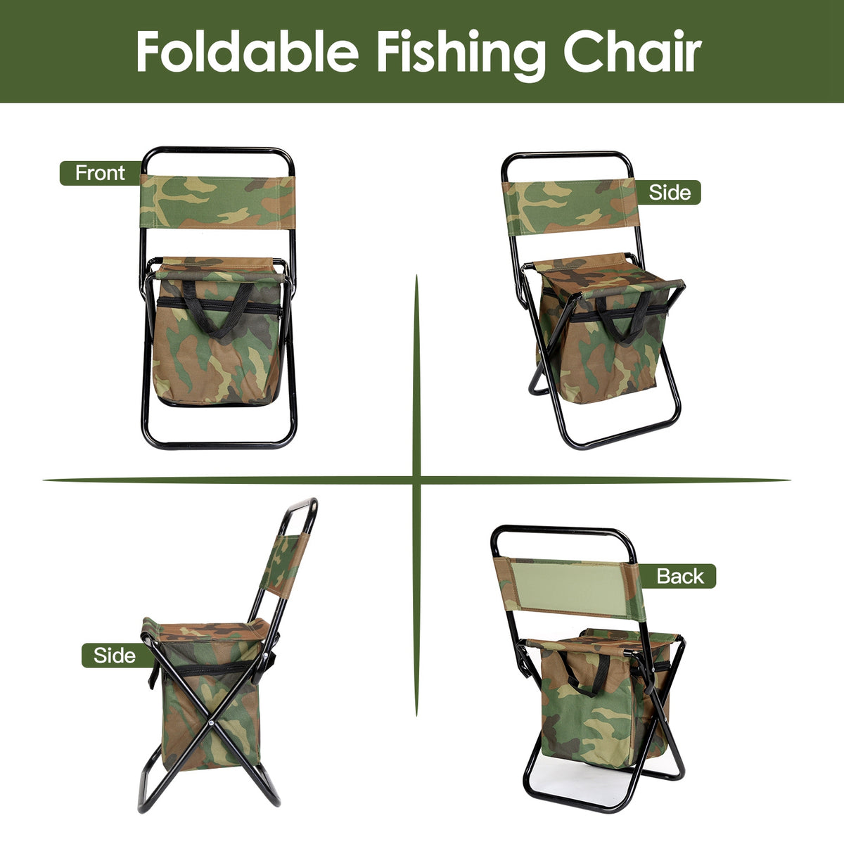 Folding Fishing Chair with Backrest and Cooler Bag - image 3