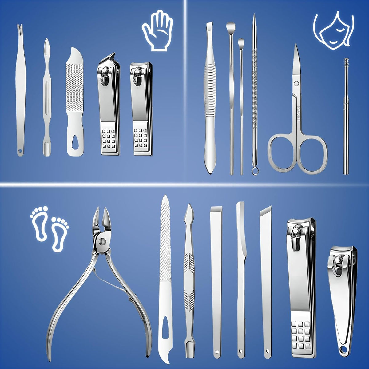 19-Piece Manicure and Pedicure Set, Blue - image 2
